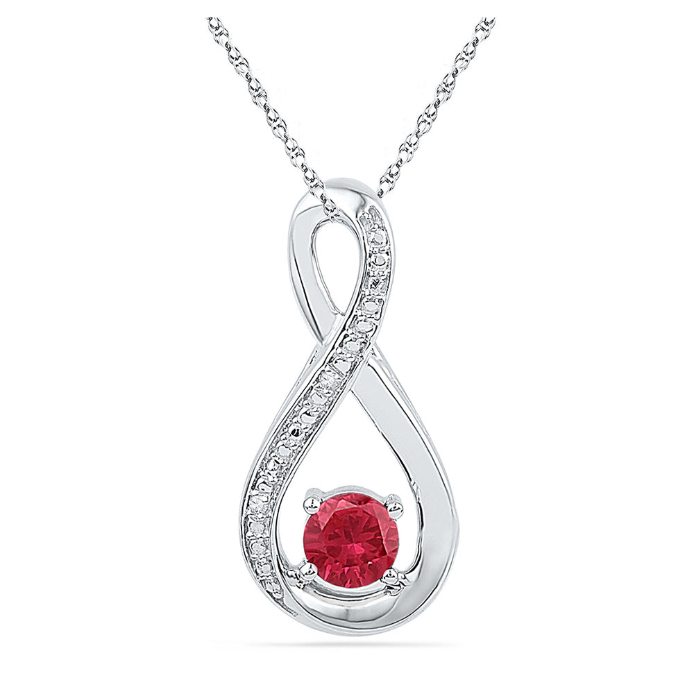 Sterling Silver Womens Round Synthetic Fashion Pendant
