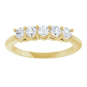 14K Yellow Gold Lab-Grown Diamond Round 3 Mm Polished 1/2 Ctw Lab-Grown Diamond 5-Stone Anniversary Band Size 7