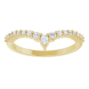 14K Yellow Gold Pear 3 X 2 Mm Polished 1/4 Ctw Lab Grown Diamond Contour Band Size 7