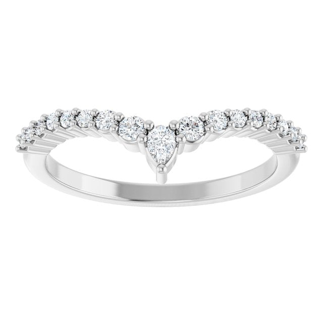 Platinum Pear 3 X 2 Mm Polished 1/4 Ctw Natural Diamond Contour Band, Size 7