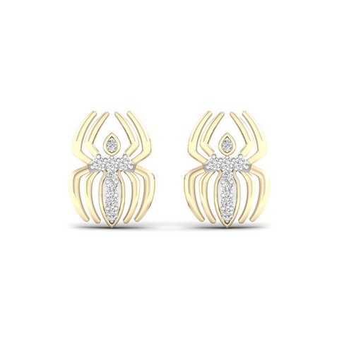 10K Yellow Gold 0.05 Cttw Diamond "Spider" Earring
