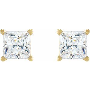 14K Yellow Gold Square 2.5 X 2.5 Mm 1/5 Ctw Natural Diamond Lightweight Earrings, Length: 0.377 In