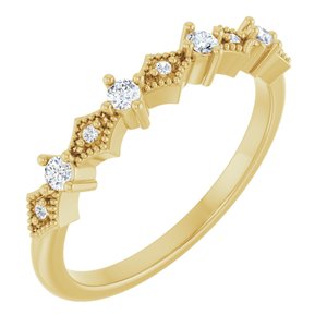 14K Yellow Gold Natural Diamond Round 2 Mm Natural Diamond Polished 1/8 Ctw Natural Diamond Milgrain Anniversary Band Size 7