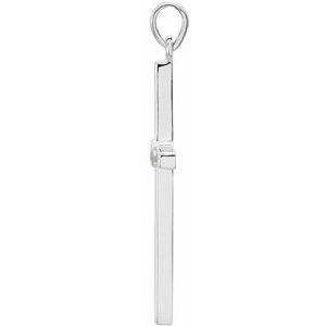 14K White Gold Round 2 Mm Natural Peridot Cross Pendant