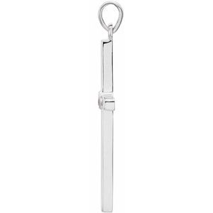 14K White Gold Round 2 Mm Natural Pink Tourmaline Cross Pendant