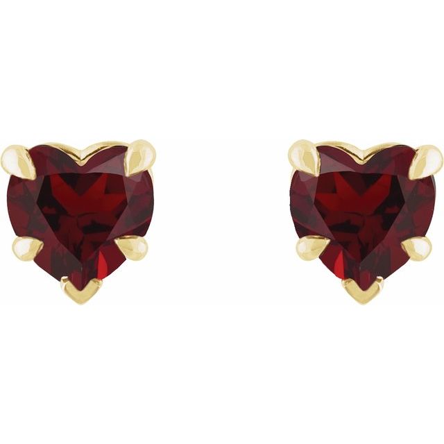 14K Yellow Or White Gold Or Sterling Silver 5 X 5 Mm Heart Friction Back Polished Natural Gemtone 5-Claw Prong Earrings