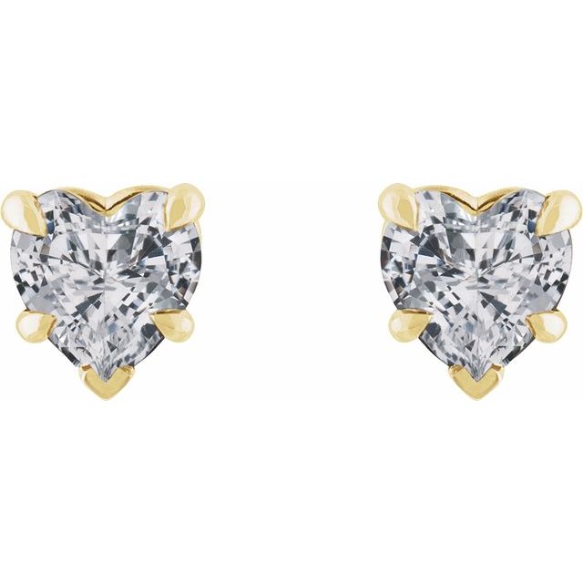 14K Yellow Or White Gold Or Sterling Silver 5 X 5 Mm Heart Friction Back Polished Natural Gemtone 5-Claw Prong Earrings