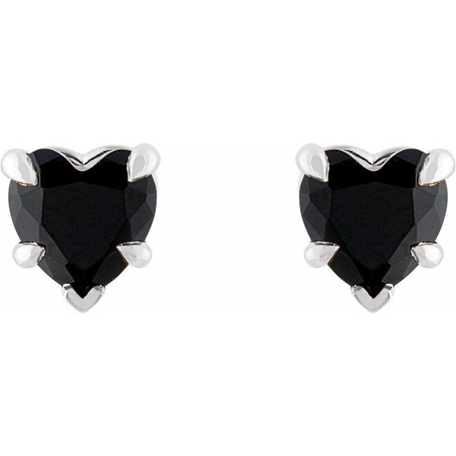 14K Yellow Or White Gold Or Sterling Silver 5 X 5 Mm Heart Friction Back Polished Natural Gemtone 5-Claw Prong Earrings