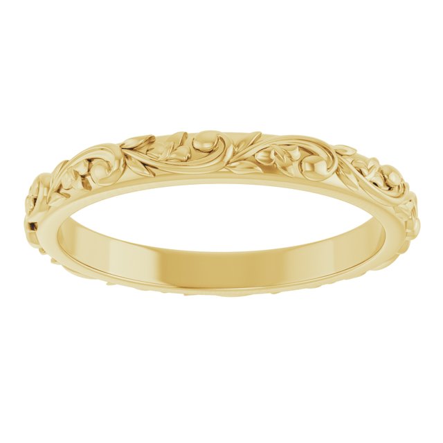 10K Yellow Or White Or Rose Gold 2.5 Mm Polished Sculptural Standard-Fit Band
