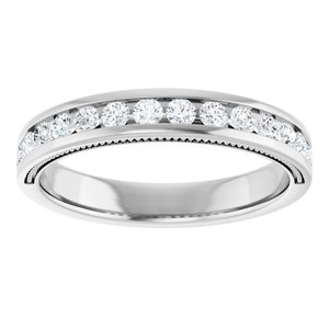 14K White Gold Round 2 Mm Polished 3/8 Ctw Natural Diamond Channel-Set Anniversary Band Size 7