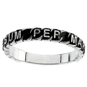 14K White Gold To Jesus Through Mary Consecration Ring Size 7