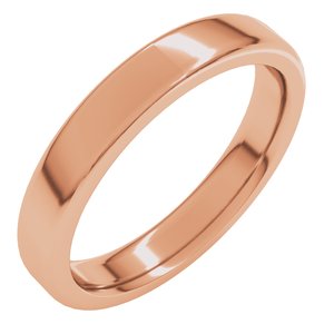 14K Yellow Or White Or Rose Gold 4 Mm Flat Comfort Fit Heavy With Round Edge Band