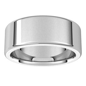10K White Gold 9 Mm Heavyweight Flat Comfort Fit Heavy With Round Edge Band Size 6