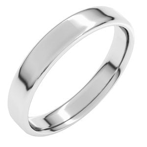 14K Yellow Or White Gold Or Platinum 4 Mm Flat Comfort Fit Light With Round Edge Band