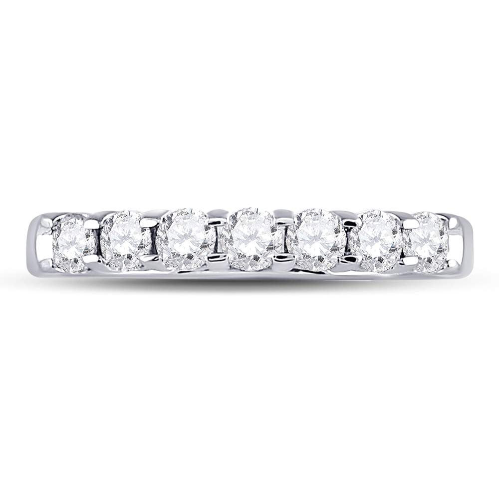 14K White Gold Womens Round Diamond Single Row Machine-set Wedding Band 1/2 Cttw, Womens Size: 5-10