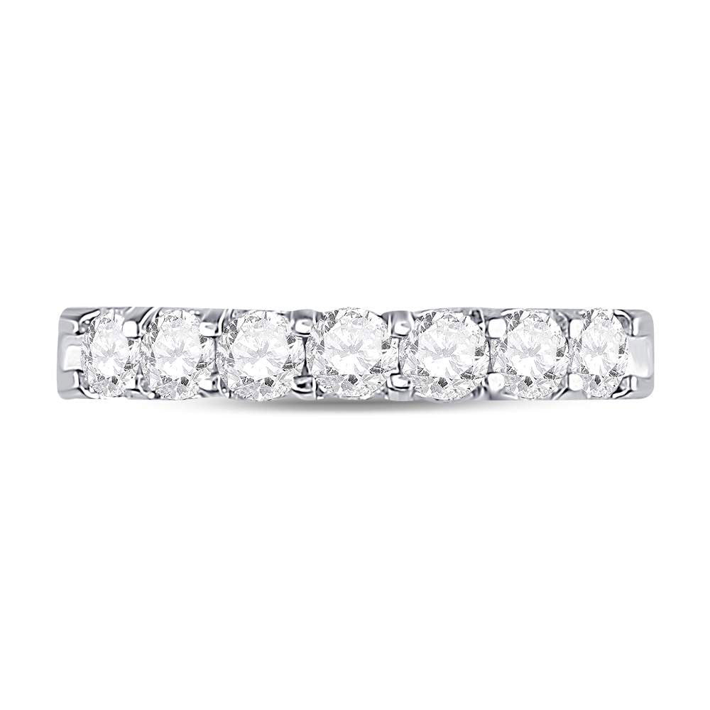 14K White Gold Womens Round Diamond Single Row Comfort Wedding Band 3/4 Cttw, Womens Size: 5-10