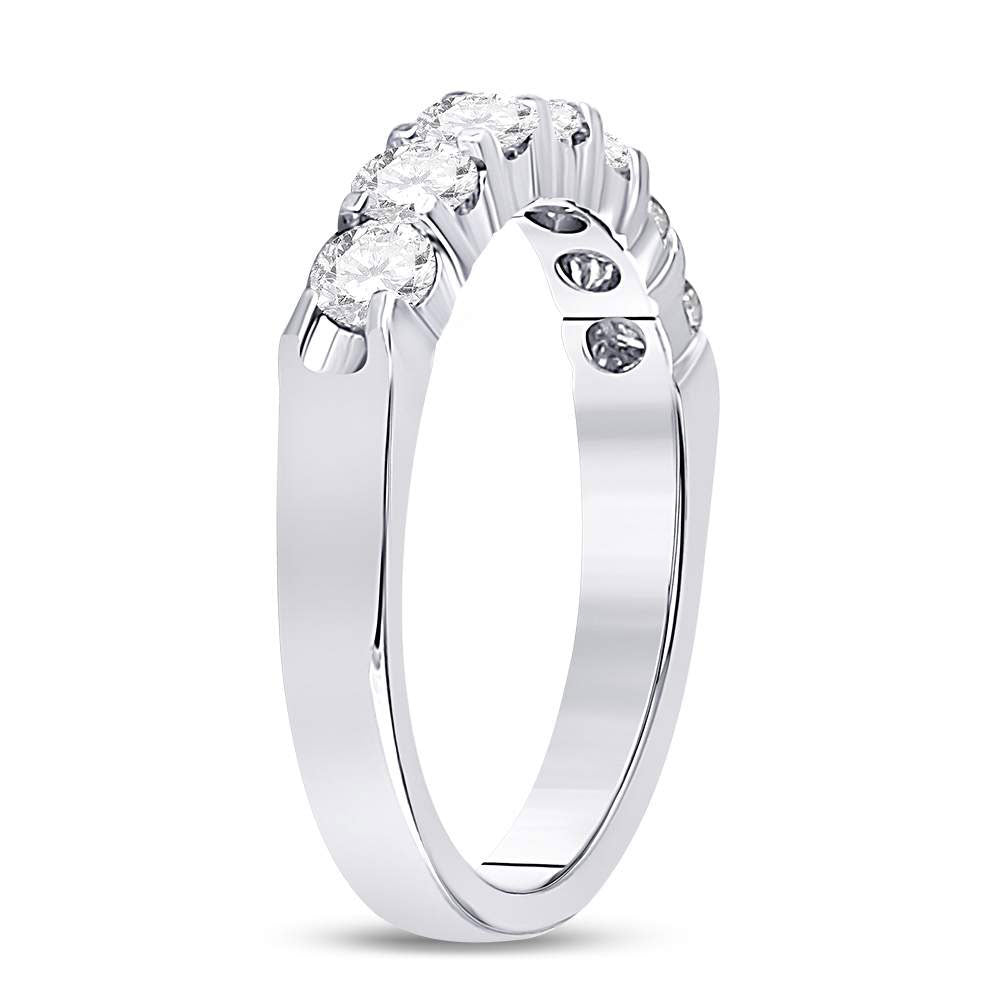14K White Gold Womens Round Diamond Single Row Comfort Wedding Band 3/4 Cttw, Womens Size: 5-10