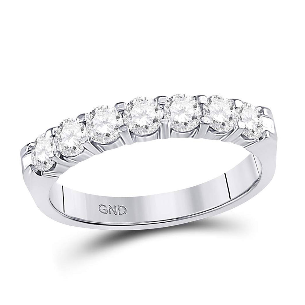 14K White Gold Womens Round Diamond Single Row Comfort Wedding Band 3/4 Cttw, Womens Size: 5-10