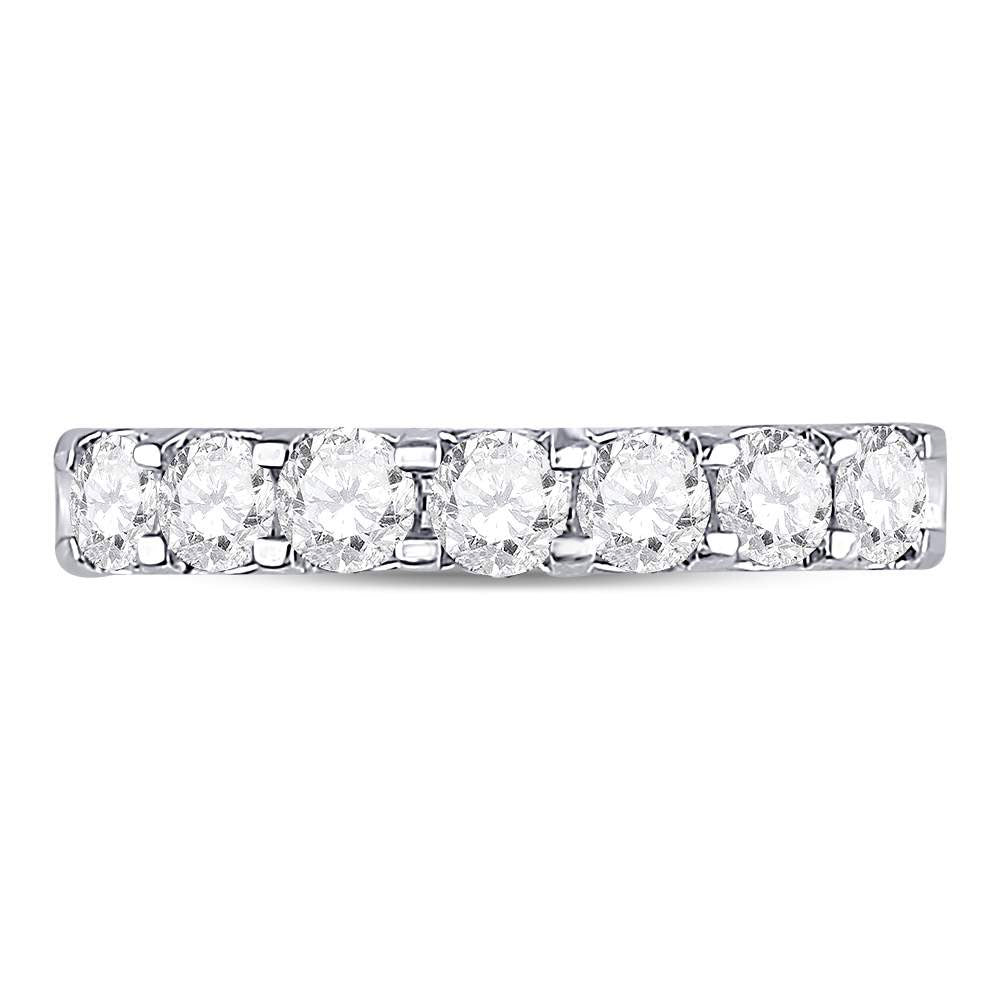 14K White Gold Womens Round Diamond Single Row Comfort Wedding Band 1 Cttw, Womens Size: 5-10