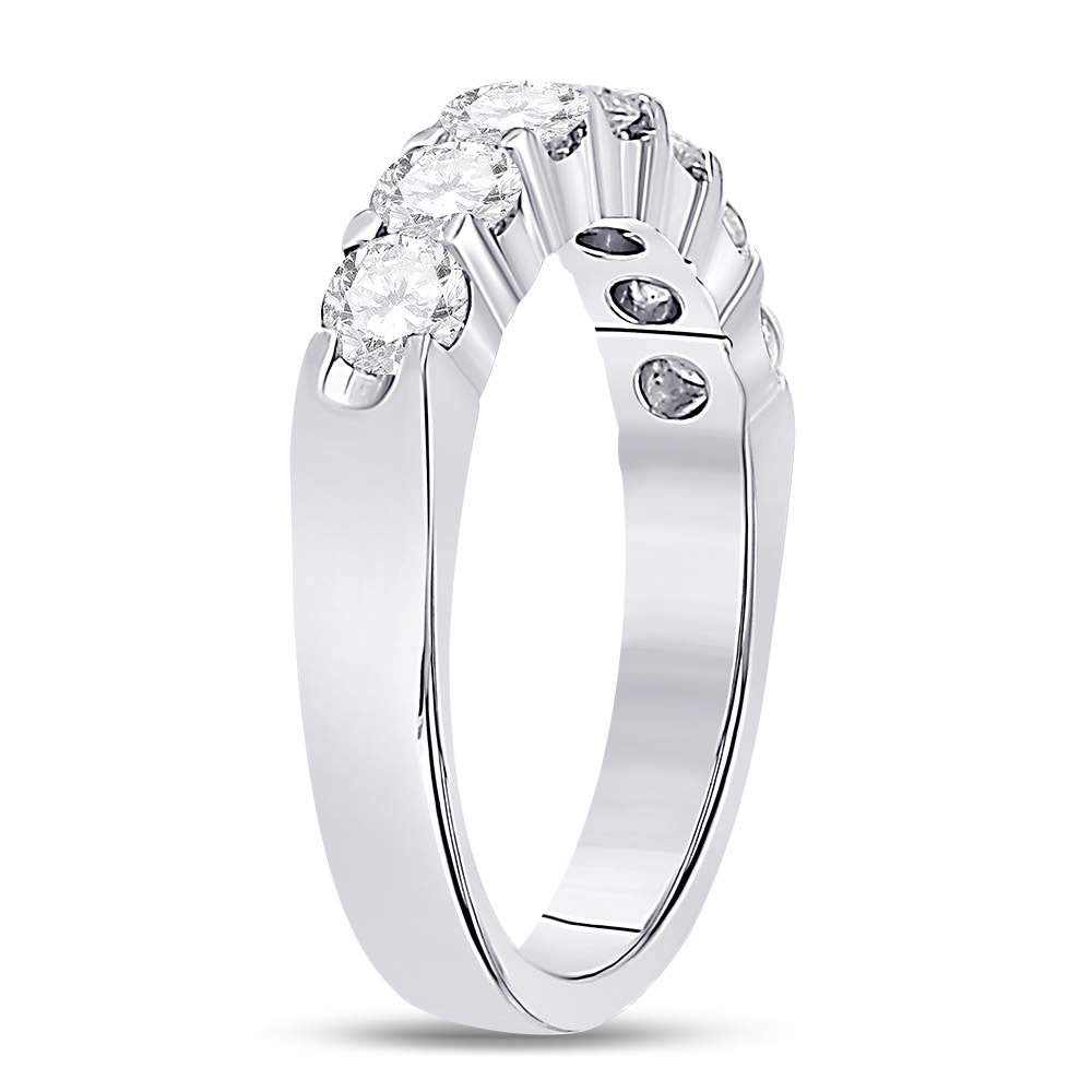 14K White Gold Womens Round Diamond Single Row Comfort Wedding Band 1 Cttw, Womens Size: 5-10