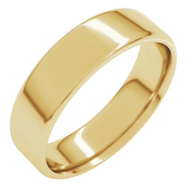 10K Yellow Gold 6 Mm Lightweight Flat Comfort Fit Light With Round Edge Band, Size 8