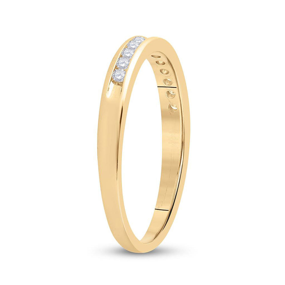 14K Yellow Gold Womens Round Diamond Wedding Band 1/6 Cttw, Womens Size: 5-10