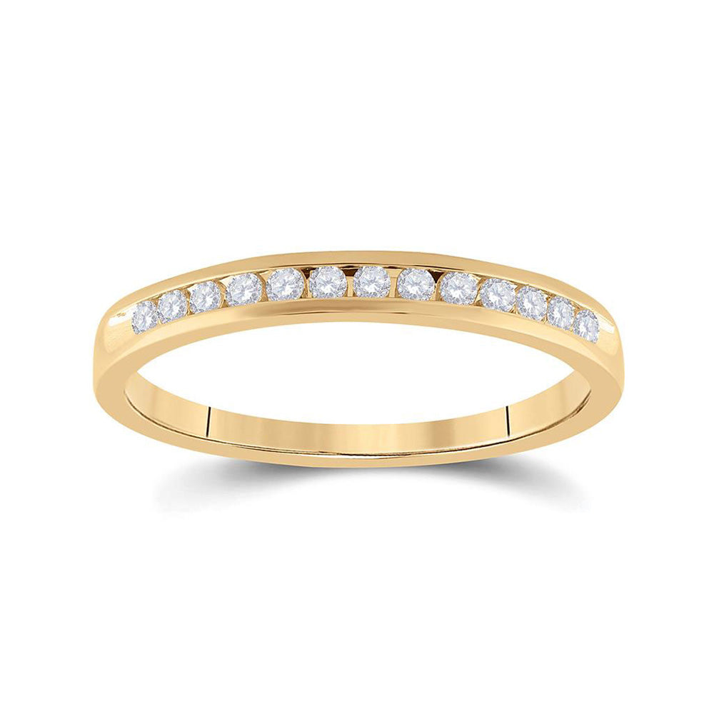 14K Yellow Gold Womens Round Diamond Wedding Band 1/6 Cttw, Womens Size: 5-10