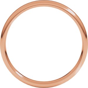 14K Yellow Or White Or Rose Gold 3 Mm Flat Comfort Fit Light With Round Edge Band