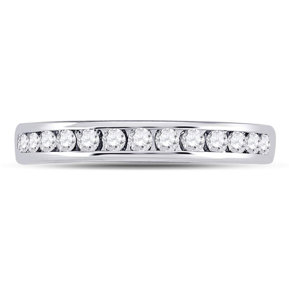14K White Gold Womens Round Diamond Single Row Channel-set Wedding Band 1/3 Cttw, Womens Size: 5-10