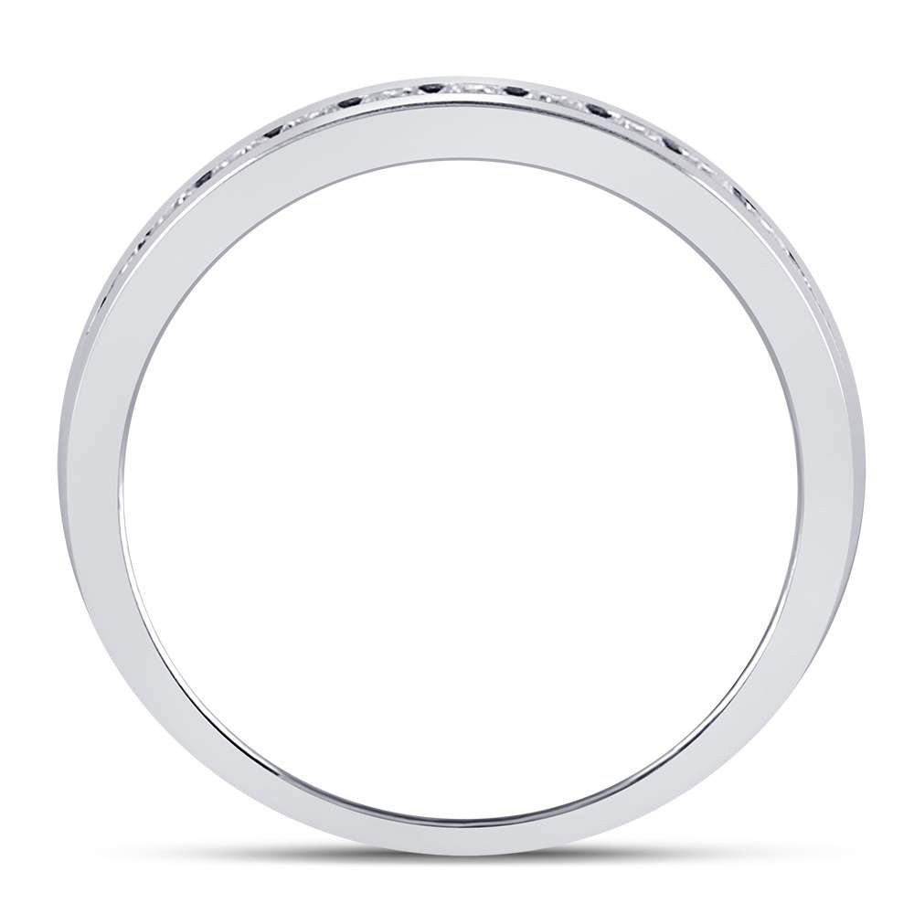 14K White Gold Womens Round Diamond Single Row Channel-set Wedding Band 1/3 Cttw, Womens Size: 5-10