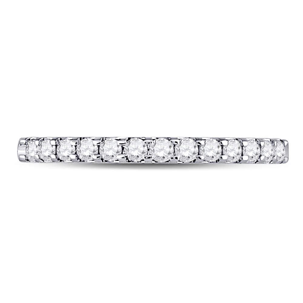 14K White Gold Womens Round Diamond Single Row Machine-set Wedding Band 1/4 Cttw, Womens Size: 5-10