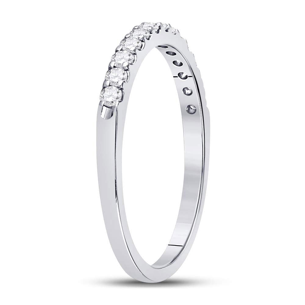 14K White Gold Womens Round Diamond Single Row Machine-set Wedding Band 1/4 Cttw, Womens Size: 5-10