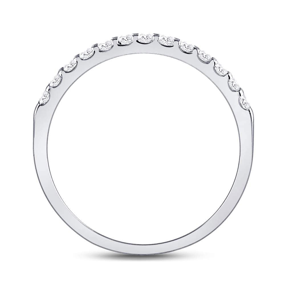 14K White Gold Womens Round Diamond Single Row Machine-set Wedding Band 1/4 Cttw, Womens Size: 5-10