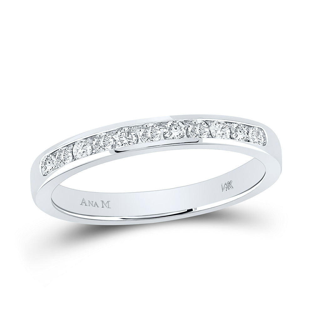 14K White Gold Womens Round Diamond Wedding Band Ring 1/4 Cttw, Womens Size: 5-10