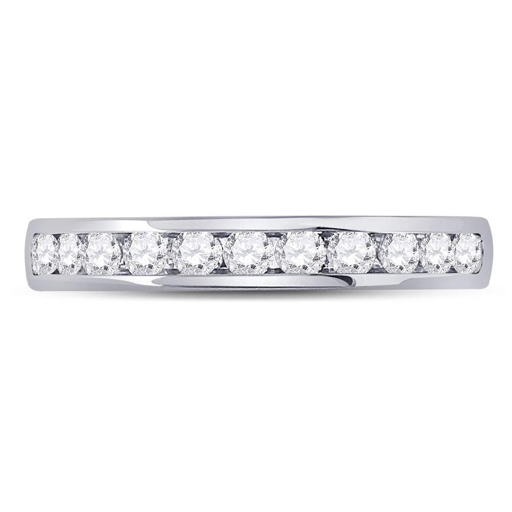 14K White Gold Womens Round Diamond Single Row Channel-set Wedding Band 1/2 Cttw, Womens Size: 5-10
