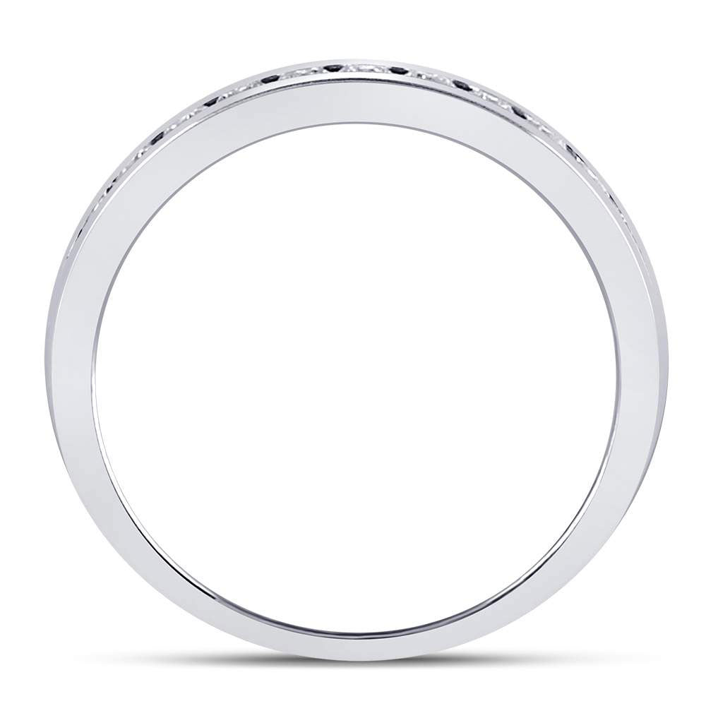 14K White Gold Womens Round Diamond Single Row Channel-set Wedding Band 1/2 Cttw, Womens Size: 5-10