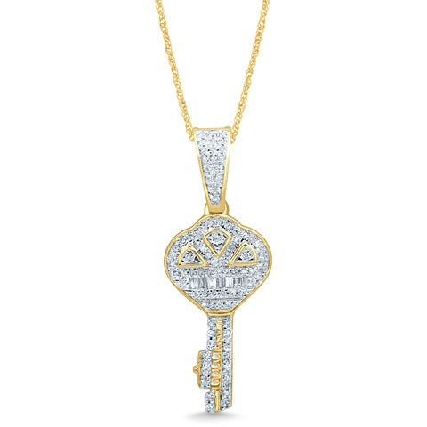 10K Yellow Gold 0.24-0.26 Cttw Diamond Key Charm