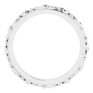 Platinum 2.5 Mm Polished Floral-Inspired Band Size 4