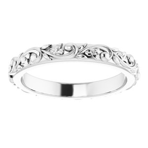 Platinum 2.5 Mm Polished Floral-Inspired Band Size 4