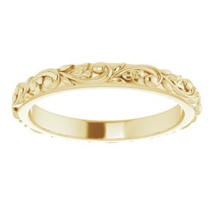 14K Yellow Gold 2.5 Mm Polished Floral-Inspired Band Size 6