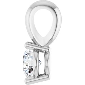 14K White Gold Round 3Mm Gh Si1-Si2 1/10 Ct Lab-Grown Diamond 2-Prong Solitaire Basket Pendant