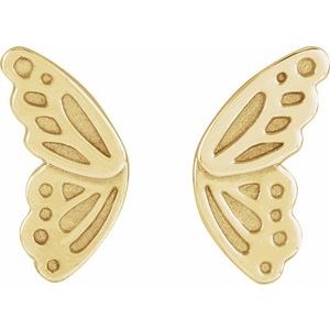 14K Yellow Gold 7.1 X 4.1 Mm Pair Friction Backs .37 In Polished Butterfly Wing Earrings