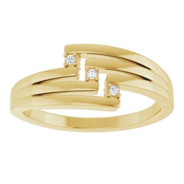 14K Yellow Gold Round 1.2 Mm Polished .02 Ctw Natural Diamond Accented Ring, Size 7