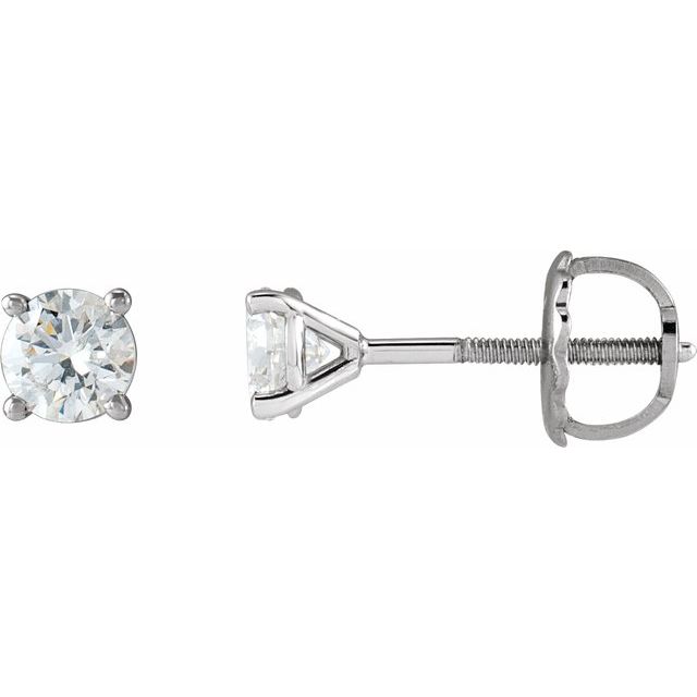 14K Yellow Or White Gold Round Threaded Backs Polished Natural Diamond 4-Prong Cocktail-Style Earrings