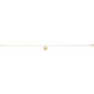 14K Yellow Gold 10.6 X 10.2 Mm 9 In Polished Butterfly Anklet