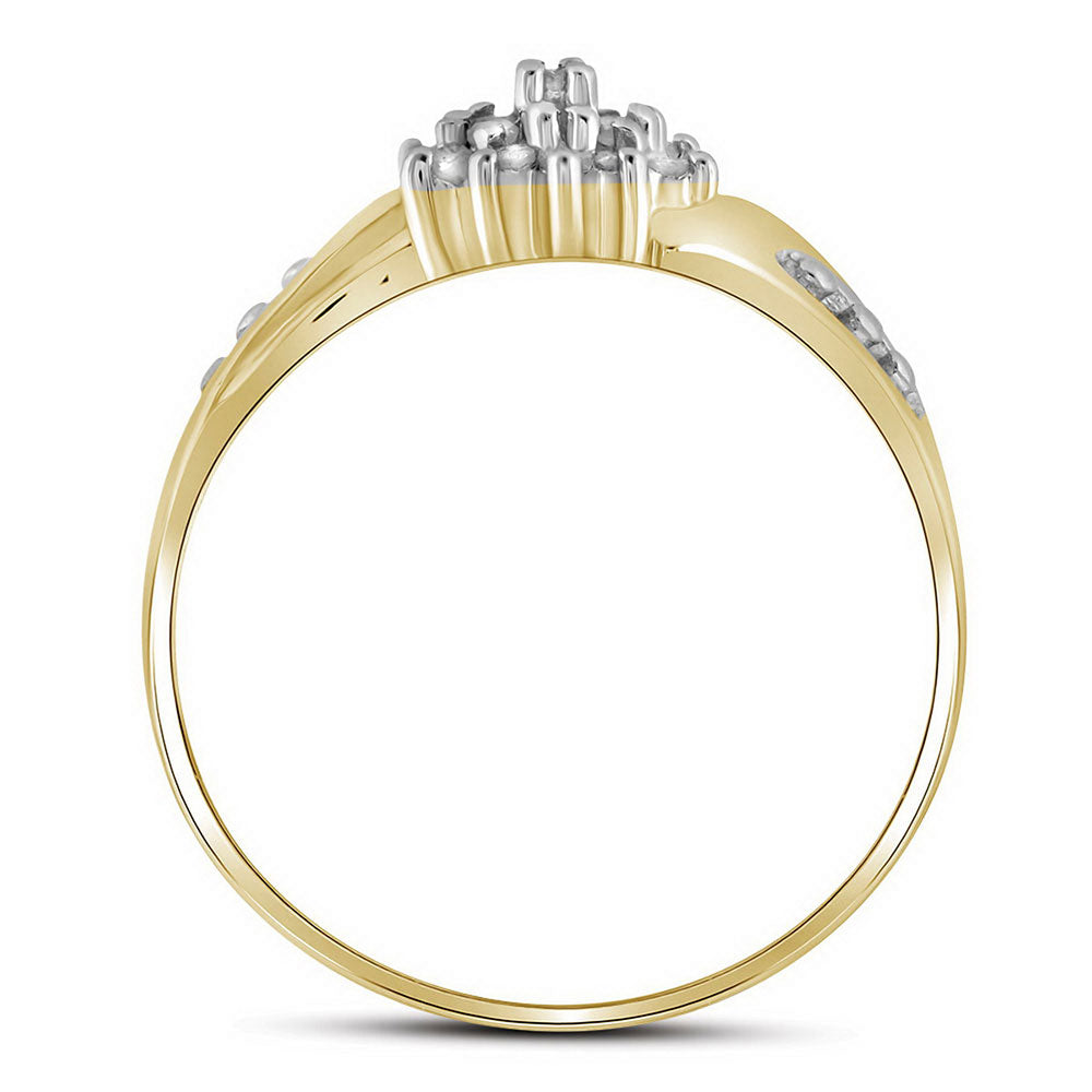 10K Yellow Gold Womens Round Diamond Cluster Ring 1/8 Cttw, Womens Size: 5-10