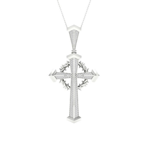 10K White Gold 0.50 Cttw Diamond Cross