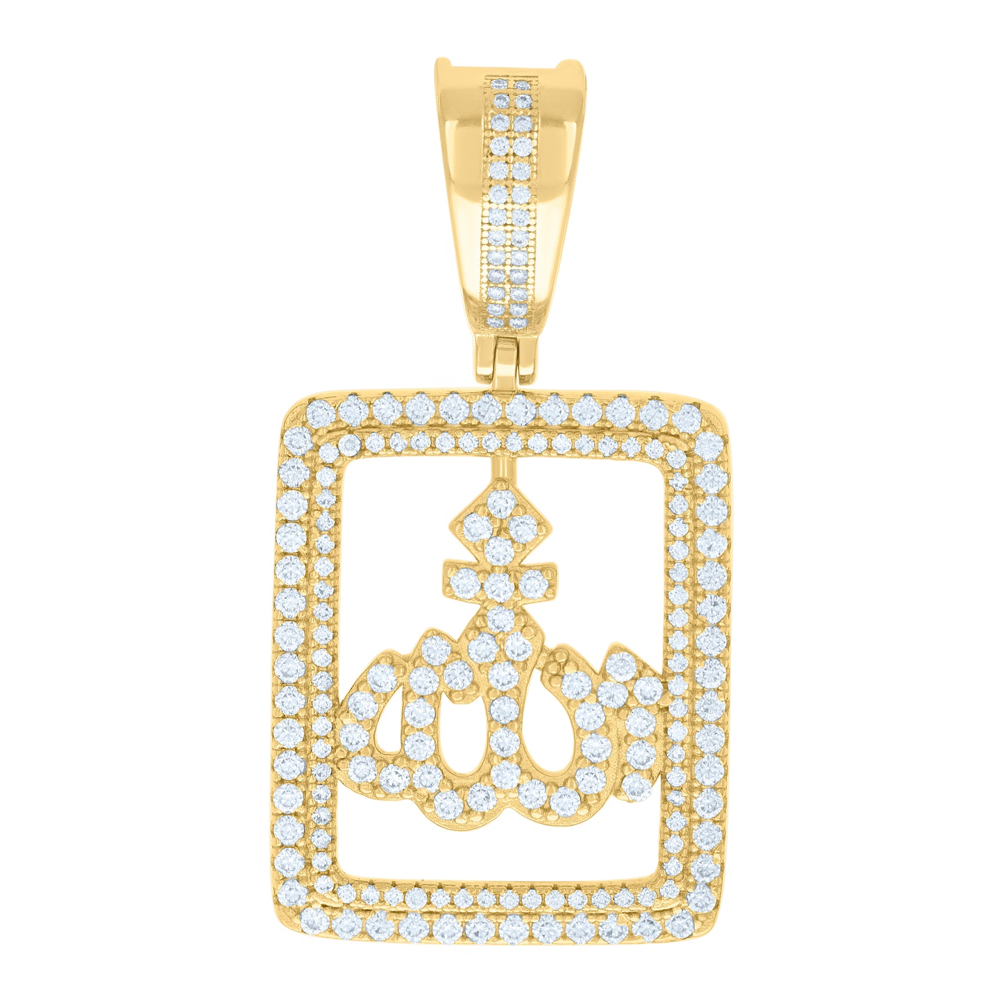 Sterling Silver Unisex Cubic Zirconia Religious Allah Charm Pendant