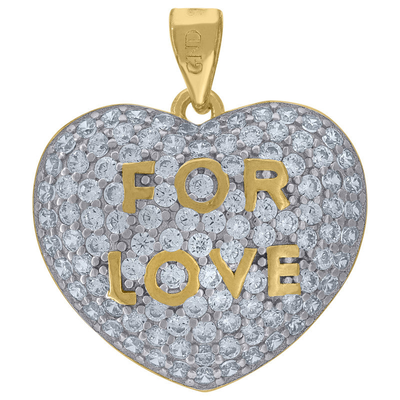 925 Sterling Silver Womens Cubic Zirconia For Love Heart Charm Pendant