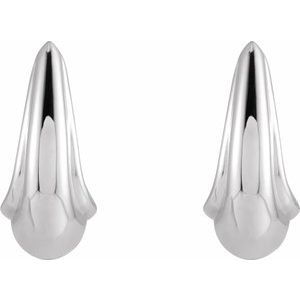 Sterling Silver 12.6 X 9.4 Mm Pair Friction Backs Included Polished Tapered Hoop Earrings